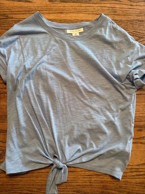 Sky’s the Limit Sea Crew Light Blue Tie-Front Women's Tee